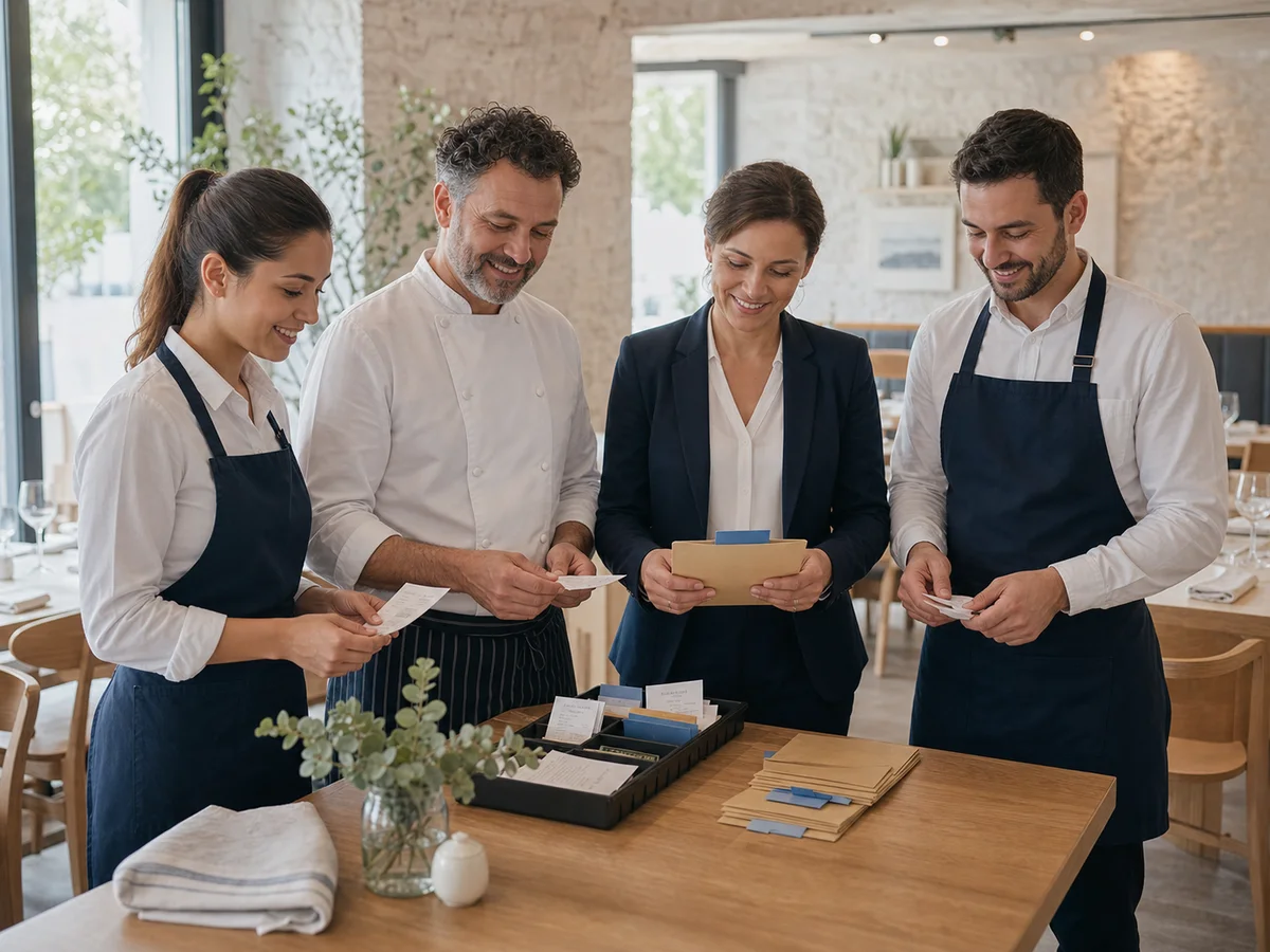 Echipă de restaurant care organizează închiderea de tură fără calcule manuale